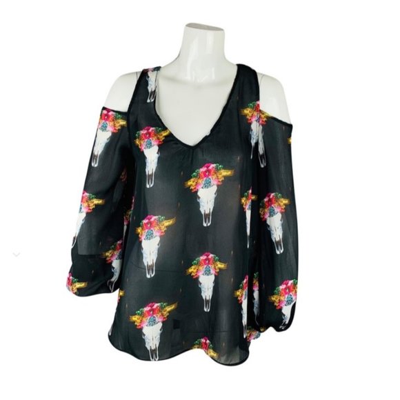 Show Me Your MuMu Tops - SHOW ME YOUR MUMU PEEKABOO TUNIC BULL SHEER BLOUSE